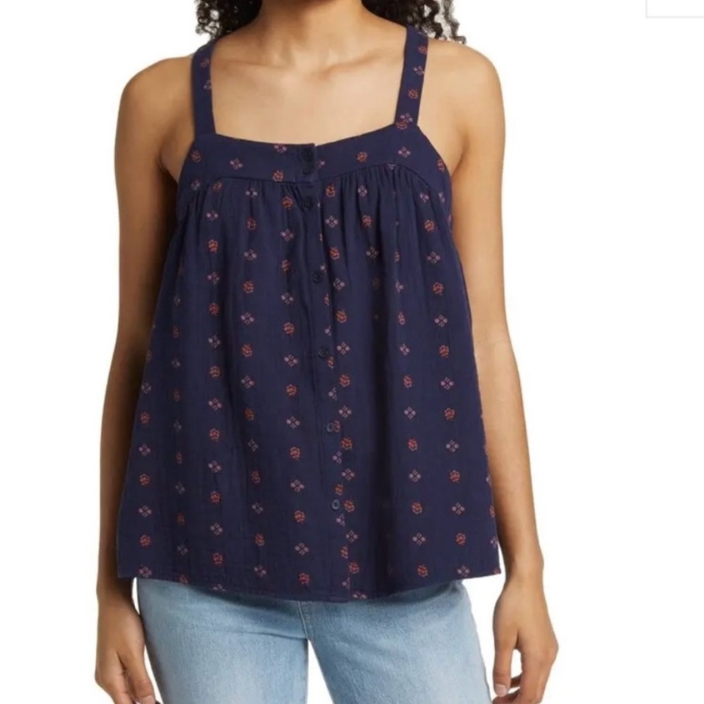 NWT CASLON blue top Size L